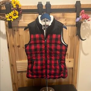 Eddie Bauer Red and Black Plaid Vest